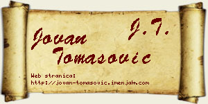 Jovan Tomasović vizit kartica